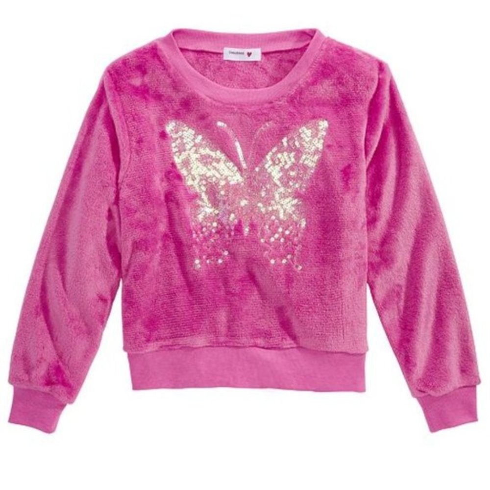 BEAUTEES hot pink faux fur long sleeves top, NEW Size S (7)